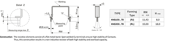 KNS...T0 throughole open frame shunt resistor dimensions